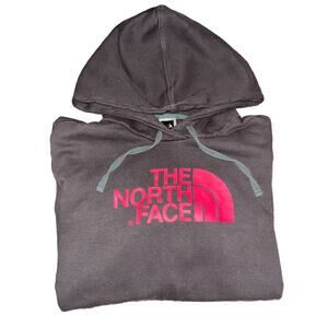 The North Face Hoodie Women's M‎ Gray Pullover Pink Logo Warm Soft Winter